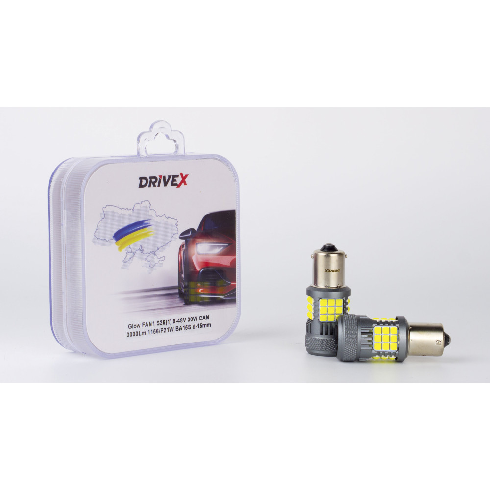 Glow FAN1 S25(1) 9-48V 30W CAN 3000Lm 1156/P21W BA15S d-15mm к-т.