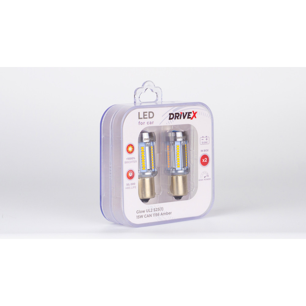 Glow UL2 S25(1) Amber 12V 15W CAN 2600Lm 1156/P21W BA15S d-15mm к-т.