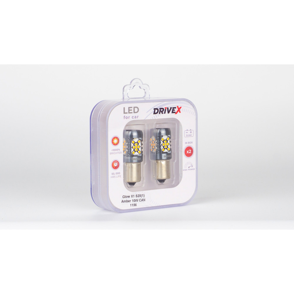 Glow X1 S25(1) Amber 12-24V 10W CAN 1200Lm 1156/P21W BA15S d-15mm к-т.