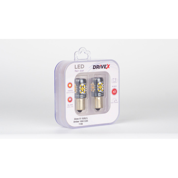 Glow X1 S25(1) Amber 12-24V 10W CAN 1200Lm 1156/P21W BA15S d-15mm к-т.