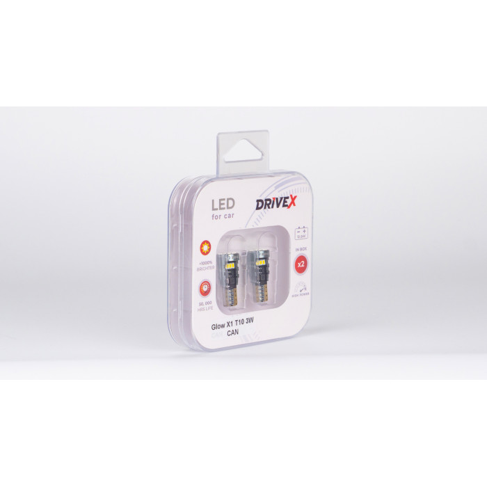 Glow X1 T10 12-24V 3W CAN 400Lm W5W base-10mm к-т.