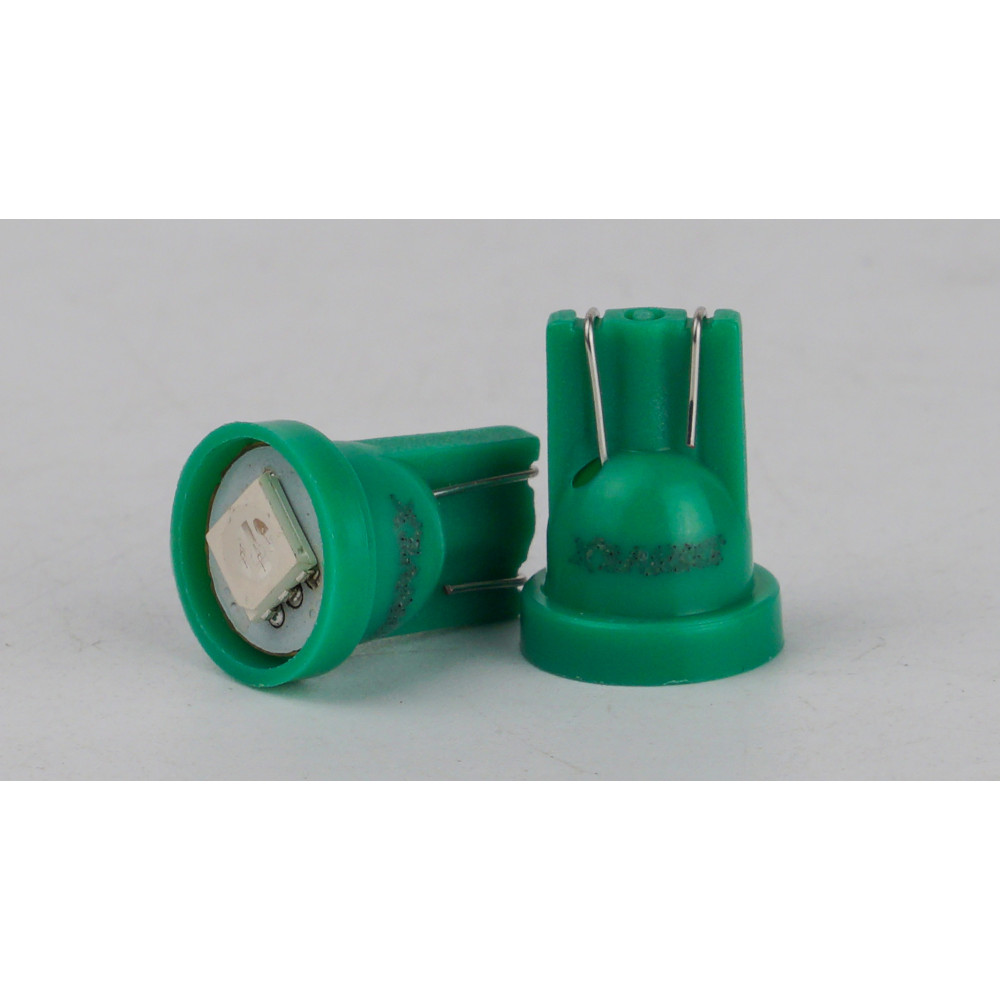T10-244 Green 12V 0.3W 12Lm W5W base-10mm C