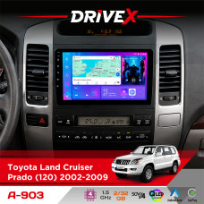 Штатна магнітола для Toyota Land Cruiser Prado (120) 2002-2009 DriveX A-903 QLED 9" Android 4-ядерний 2+32Гб 4x50W(TDA7851) бездротовий CarPlay та AndroidAuto