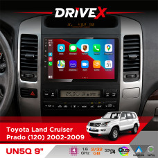 Штатна магнітола для Toyota Land Cruiser Prado (120) 2002-2009 DriveX UN5 QLED 9" Android 4-ядерний 2+32Гб 4x45W бездротовий CarPlay та AndroidAuto