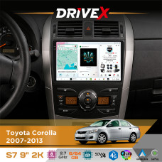 Штатна магнітола для Toyota Corolla 2007-2013 DriveX S7 2K QLED 9" Android 8-ядерний 2.7ГГц 6x64Гб SIM-картка 3G/4G AK7808 AB 4x50W DSP AK7739 VELVET бездротовий CarPlay та AndroidAuto