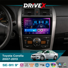 Штатна магнітола для Toyota Corolla 2007-2013 DriveX SE-911 4+64Гб QLED 9" Android 4-ядерний 4x50W(TDA7851) DSP бездротовий CarPlay та AndroidAuto