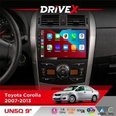 Штатна магнітола для Toyota Corolla 2007-2013 DriveX UN5 QLED 9" Android 4-ядерний 2+32Гб 4x45W бездротовий CarPlay та AndroidAuto