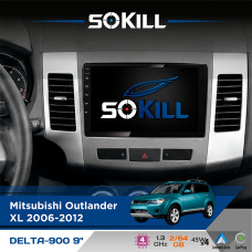 Штатна магнітола для Mitsubishi Outlander XL 2006-2012 SoKill DELTA-900 9" Android 4-ядерний 2+64Гб 4x45W бездротовий CarPlay та AndroidAuto