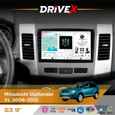 Штатна магнітола для Mitsubishi Outlander XL 2006-2012 DriveX S3 QLED 9" Android 8-ядерний 1.6ГГц 4x64Гб SIM-картка 3G/4G 7388 4x45W ASP TM2313 бездротовий CarPlay та AndroidAuto