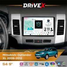 Штатна магнітола для Citroen C-Crosser 2007-2012 DriveX S4 QLED 9" Android 8-ядерний 1.6ГГц 4x64Гб SIM-картка 3G/4G TDA7851 4x50W DSP AK7604 бездротовий CarPlay та AndroidAuto