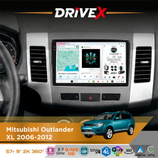 Штатна магнітола для Peugeot 4007 2007-2012 DriveX S7+ 2K QLED 9" Android 8-ядерний 2.7ГГц 8x128Гб SIM-картка 3G/4G AK7808 AB 4x50W 360° DSP AK7739 VELVET бездротовий CarPlay та AndroidAuto