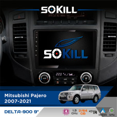 Штатна магнітола для Mitsubishi Pajero 2007-2021 SoKill DELTA-900 9" Android 4-ядерний 2+64Гб 4x45W бездротовий CarPlay та AndroidAuto