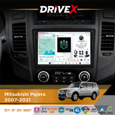 Штатна магнітола для Mitsubishi Pajero 2007-2021 DriveX S7+ 2K QLED 9" Android 8-ядерний 2.7ГГц 8x128Гб SIM-картка 3G/4G AK7808 AB 4x50W 360° DSP AK7739 VELVET бездротовий CarPlay та AndroidAuto