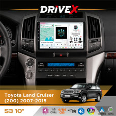 Штатна магнітола для Toyota Land Cruiser (200) 2007-2015 DriveX S3 QLED 10" Android 8-ядерний 1.6ГГц 4x64Гб SIM-картка 3G/4G 7388 4x45W ASP TM2313 бездротовий CarPlay та AndroidAuto