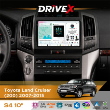 Штатна магнітола для Toyota Land Cruiser (200) 2007-2015 DriveX S4 QLED 10" Android 8-ядерний 1.6ГГц 4x64Гб SIM-картка 3G/4G TDA7851 4x50W DSP AK7604 бездротовий CarPlay та AndroidAuto