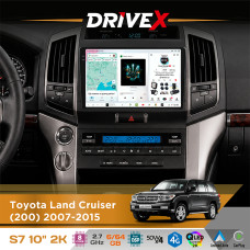 Штатна магнітола для Toyota Land Cruiser (200) 2007-2015 DriveX S7 2K QLED 10" Android 8-ядерний 2.7ГГц 6x64Гб SIM-картка 3G/4G AK7808 AB 4x50W DSP AK7739 VELVET бездротовий CarPlay та AndroidAuto