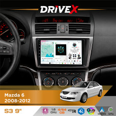 Штатна магнітола для Mazda 6 2008-2012 DriveX S3 QLED 9" Android 8-ядерний 1.6ГГц 4x64Гб SIM-картка 3G/4G 7388 4x45W ASP TM2313 бездротовий CarPlay та AndroidAuto