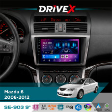 Штатна магнітола для Mazda 6 2008-2012 DriveX SE-903 QLED 9" Android 8-ядерний 4+64Гб SIM-картка 3G/4G DSP 4x50W(TDA7851) бездротовий CarPlay та AndroidAuto
