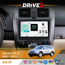 Штатна магнітола для Honda CR-V 2007-2012 DriveX S3 QLED 9" Android 8-ядерний 1.6ГГц 4x64Гб SIM-картка 3G/4G 7388 4x45W ASP TM2313 бездротовий CarPlay та AndroidAuto