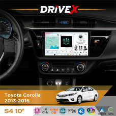Штатна магнітола для Toyota Corolla 2013-2016 DriveX S4 QLED 10" Android 8-ядерний 1.6ГГц 4x64Гб SIM-картка 3G/4G TDA7851 4x50W DSP AK7604 бездротовий CarPlay та AndroidAuto