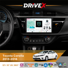 Штатна магнітола для Toyota Corolla 2013-2016 DriveX S7+ 2K QLED 10" Android 8-ядерний 2.7ГГц 8x128Гб SIM-картка 3G/4G AK7808 AB 4x50W 360° DSP AK7739 VELVET бездротовий CarPlay та AndroidAuto