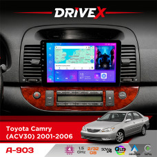 Штатна магнітола для Toyota Camry (ACV30) 2001-2006 DriveX A-903 QLED 9" Android 4-ядерний 2+32Гб 4x50W(TDA7851) бездротовий CarPlay та AndroidAuto
