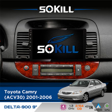 Штатна магнітола для Toyota Camry (ACV30) 2001-2006 SoKill DELTA-900 9" Android 4-ядерний 2+64Гб 4x45W бездротовий CarPlay та AndroidAuto
