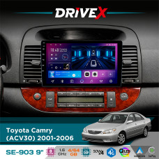 Штатна магнітола для Toyota Camry (ACV30) 2001-2006 DriveX SE-903 QLED 9" Android 8-ядерний 4+64Гб SIM-картка 3G/4G DSP 4x50W(TDA7851) бездротовий CarPlay та AndroidAuto