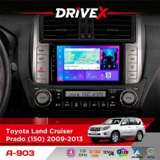 Штатна магнітола для Toyota Land Cruiser Prado (150) 2009-2013 DriveX A-903 QLED 9" Android 4-ядерний 2+32Гб 4x50W(TDA7851) бездротовий CarPlay та AndroidAuto