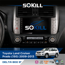 Штатна магнітола для Toyota Land Cruiser Prado (150) 2009-2013 SoKill DELTA-900 9" Android 4-ядерний 2+64Гб 4x45W бездротовий CarPlay та AndroidAuto