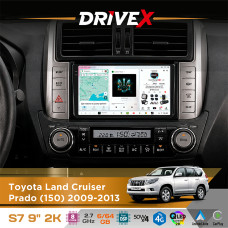 Штатна магнітола для Toyota Land Cruiser Prado (150) 2009-2013 DriveX S7 2K QLED 9" Android 8-ядерний 2.7ГГц 6x64Гб SIM-картка 3G/4G AK7808 AB 4x50W DSP AK7739 VELVET бездротовий CarPlay та AndroidAuto