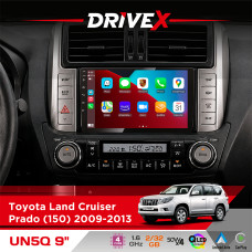 Штатна магнітола для Toyota Land Cruiser Prado (150) 2009-2013 DriveX UN5 QLED 9" Android 4-ядерний 2+32Гб 4x45W бездротовий CarPlay та AndroidAuto