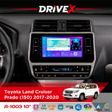 Штатна магнітола для Toyota Land Cruiser Prado (150) 2017-2020 DriveX A-1003 QLED 10" Android 2+32Гб 4-ядерний 4x50W(TDA7851) бездротовий CarPlay та AndroidAuto
