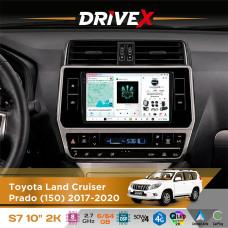 Штатна магнітола для Toyota Land Cruiser Prado (150) 2017-2020 DriveX S7 2K QLED 10" Android 8-ядерний 2.7ГГц 6x64Гб SIM-картка 3G/4G AK7808 AB 4x50W DSP AK7739 VELVET бездротовий CarPlay та AndroidAuto