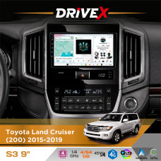 Штатна магнітола для Toyota Land Cruiser (200) 2015-2019 DriveX S3 QLED 9" Android 8-ядерний 1.6ГГц 4x64Гб SIM-картка 3G/4G 7388 4x45W ASP TM2313 бездротовий CarPlay та AndroidAuto