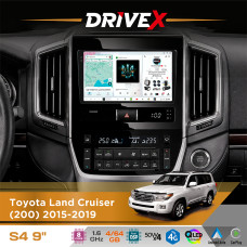 Штатна магнітола для Toyota Land Cruiser (200) 2015-2019 DriveX S4 QLED 9" Android 8-ядерний 1.6ГГц 4x64Гб SIM-картка 3G/4G TDA7851 4x50W DSP AK7604 бездротовий CarPlay та AndroidAuto