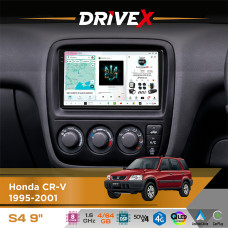 Штатна магнітола для Honda CR-V 1995-2001 DriveX S4 QLED 9" Android 8-ядерний 1.6ГГц 4x64Гб SIM-картка 3G/4G TDA7851 4x50W DSP AK7604 бездротовий CarPlay та AndroidAuto