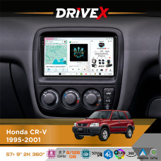 Штатна магнітола для Honda CR-V 1995-2001 DriveX S7+ 2K QLED 9" Android 8-ядерний 2.7ГГц 8x128Гб SIM-картка 3G/4G AK7808 AB 4x50W 360° DSP AK7739 VELVET бездротовий CarPlay та AndroidAuto