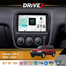Штатна магнітола для Honda CR-V 1995-2001 DriveX S7 2K QLED 9" Android 8-ядерний 2.7ГГц 6x64Гб SIM-картка 3G/4G AK7808 AB 4x50W DSP AK7739 VELVET бездротовий CarPlay та AndroidAuto