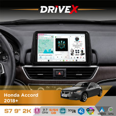Штатна магнітола для Honda Accord 2018+ DriveX S7 2K QLED 9" Android 8-ядерний 2.7ГГц 6x64Гб SIM-картка 3G/4G AK7808 AB 4x50W DSP AK7739 VELVET бездротовий CarPlay та AndroidAuto
