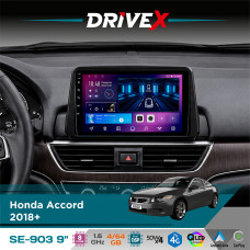 Штатна магнітола для Honda Accord 2018+ DriveX SE-903 QLED 9" Android 8-ядерний 4+64Гб SIM-картка 3G/4G DSP 4x50W(TDA7851) бездротовий CarPlay та AndroidAuto