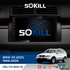 Штатна магнітола для BMW X5 (E53) 1999-2006 SoKill DELTA-900 9" Android 4-ядерний 2+64Гб 4x45W бездротовий CarPlay та AndroidAuto