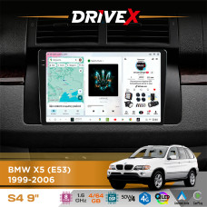 Штатна магнітола для BMW X5 (E53) 1999-2006 DriveX S4 QLED 9" Android 8-ядерний 1.6ГГц 4x64Гб SIM-картка 3G/4G TDA7851 4x50W DSP AK7604 бездротовий CarPlay та AndroidAuto