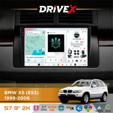 Штатна магнітола для BMW X5 (E53) 1999-2006 DriveX S7 2K QLED 9" Android 8-ядерний 2.7ГГц 6x64Гб SIM-картка 3G/4G AK7808 AB 4x50W DSP AK7739 VELVET бездротовий CarPlay та AndroidAuto