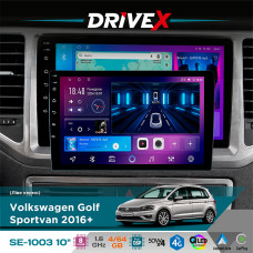 Штатна магнітола для Volkswagen Golf Sportvan 2016+ DriveX SE-1003 QLED 10" Android 8-ядерний 4+64Гб SIM-картка 3G/4G DSP 4x50W(TDA7851) бездротовий CarPlay та AndroidAuto