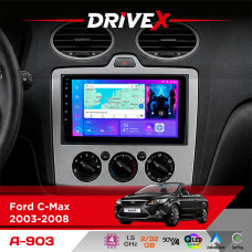 Штатна магнітола для Ford Fiesta 2005-2008 DriveX A-903 QLED 9" Android 4-ядерний 2+32Гб 4x50W(TDA7851) бездротовий CarPlay та AndroidAuto