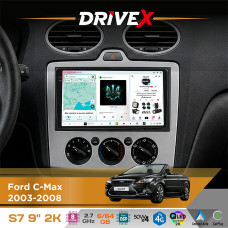 Штатна магнітола для Ford Tourneo Connect 2006-2010 DriveX S7 2K QLED 9" Android 8-ядерний 2.7ГГц 6x64Гб SIM-картка 3G/4G AK7808 AB 4x50W DSP AK7739 VELVET бездротовий CarPlay та AndroidAuto