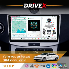 Штатна магнітола для Volkswagen Passat CC 2012-2018 DriveX S3 QLED 10" Android 8-ядерний 1.6ГГц 4x64Гб SIM-картка 3G/4G 7388 4x45W ASP TM2313 бездротовий CarPlay та AndroidAuto