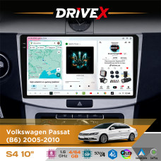 Штатна магнітола для Volkswagen Passat (B7) 2010-2015 DriveX S4 QLED 10" Android 8-ядерний 1.6ГГц 4x64Гб SIM-картка 3G/4G TDA7851 4x50W DSP AK7604 бездротовий CarPlay та AndroidAuto