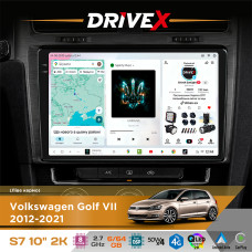 Штатна магнітола для Volkswagen Golf VII 2012-2021 DriveX S7 2K QLED 10" Android 8-ядерний 2.7ГГц 6x64Гб SIM-картка 3G/4G AK7808 AB 4x50W DSP AK7739 VELVET бездротовий CarPlay та AndroidAuto